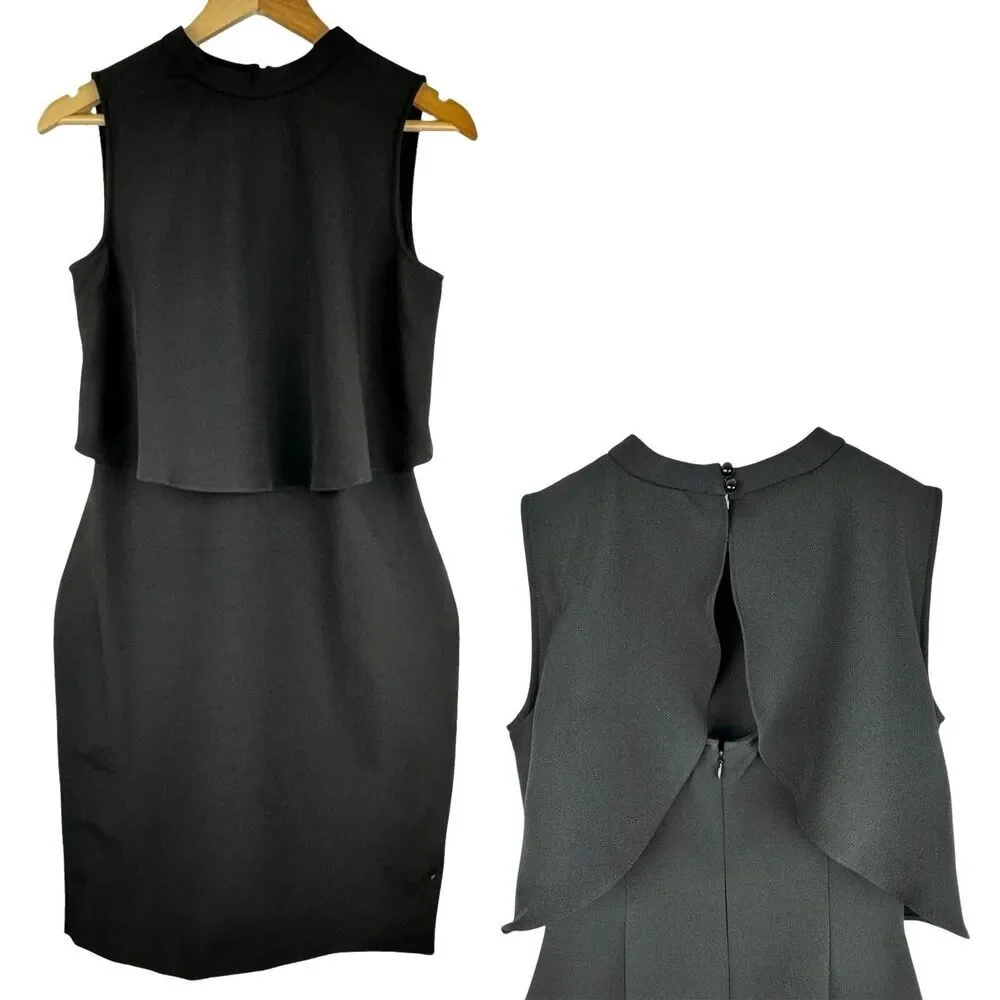 Jones New York Sleeveless Sheath Dress Sz 6 Black Stretch Business Career